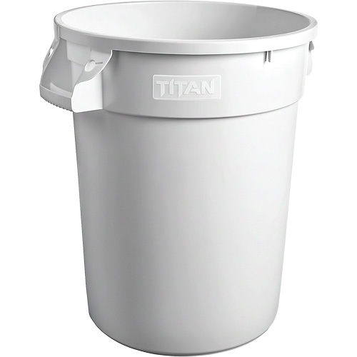White Titan Heavy-Duty Garbage Container, Plastic, 20 US gal. Distribution Jean Lapalme