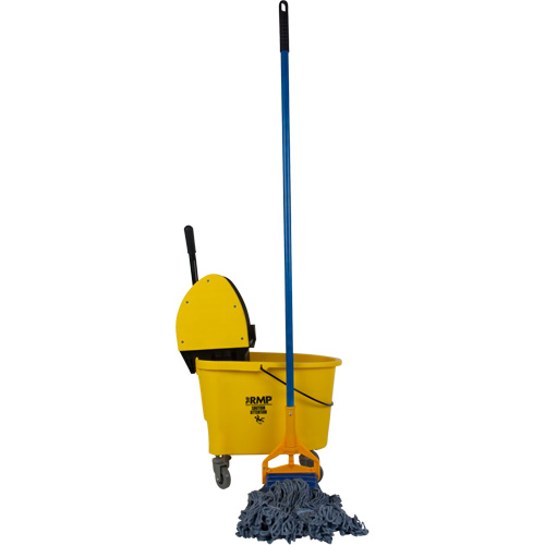 Professional Mop & Bucket Kit with 24 oz. Wide-Band Mop Head, Down Press, 8.75 US Gal.(35 Quart), Yellow Distribution Jean Lapalme