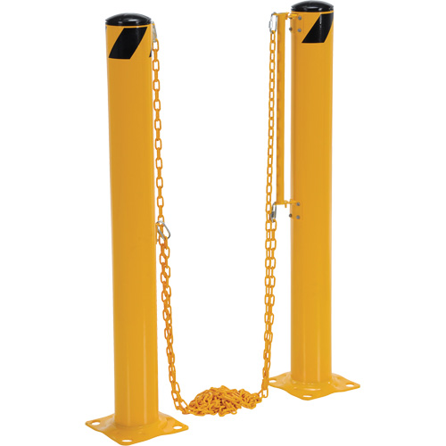 Syst&egrave;me de bornes de protection et chaînes pour quai, Acier, 42" h x 6-5/8" la, Jaune Distribution Jean Lapalme