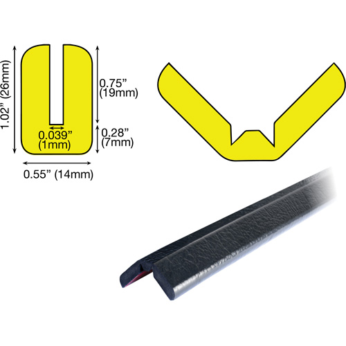Butoir de protection de rebords mod&egrave;le W 1M, Longueur 3,25' (0,99 m) Distribution Jean Lapalme