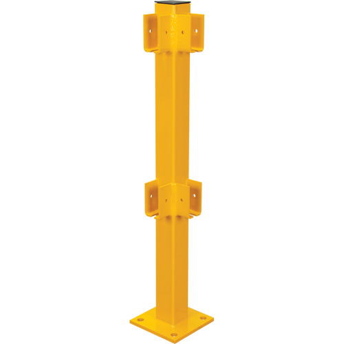 Poteau de coin pour garde-corps l&eacute;gers, Acier, 42" h, Jaune s&eacute;curit&eacute; OSHA Distribution Jean Lapalme