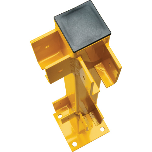 Poteau de coin pour garde-corps l&eacute;gers, Acier, 42" h, Jaune s&eacute;curit&eacute; OSHA Distribution Jean Lapalme