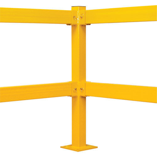 Poteau de coin pour garde-corps l&eacute;gers, Acier, 42" h, Jaune s&eacute;curit&eacute; OSHA Distribution Jean Lapalme
