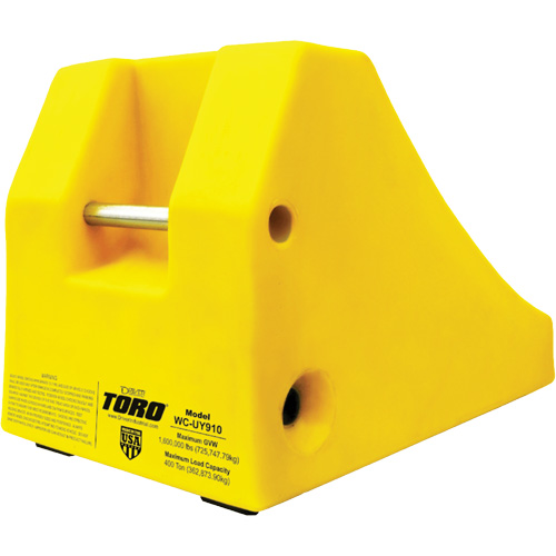 400 Ton Large Equipment Wheel Chock with Handle & Hole, Urethane, Yellow Distribution Jean Lapalme