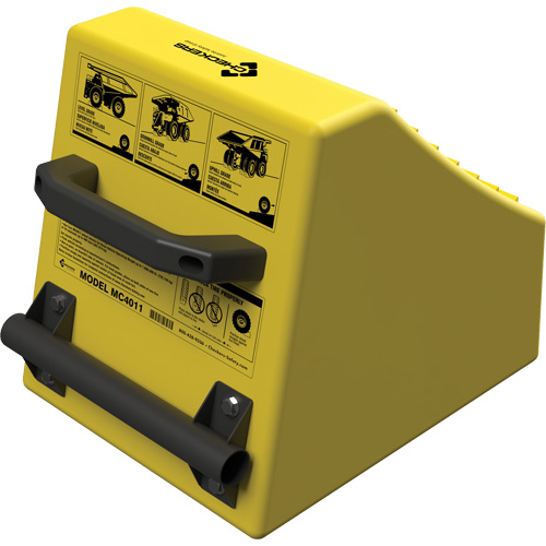 Checkers Safety Heavy-Duty Ultra Class Mining Wheel Chock, HDPE, Yellow, 14-1/2" W x 17-1/2" D x 16" H Distribution Jean Lapalme