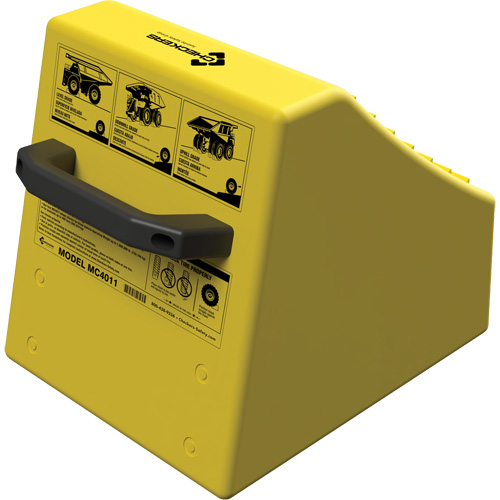 Cale de roue ultra-robuste pour l'exploitation mini&egrave;re Checkers Safety sans support, PEHD, Jaune, 14-1/2" la x 17-1/2" p x 16" h Distribution Jean Lapalme