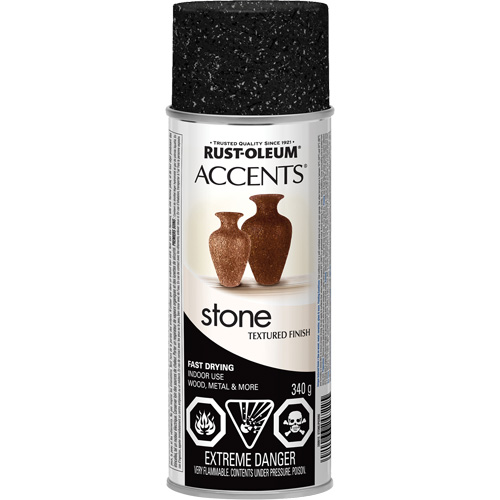 Peinture en a&eacute;rosol &agrave; effet de pierre Accents, Canette a&eacute;rosol, Granit noir Distribution Jean Lapalme