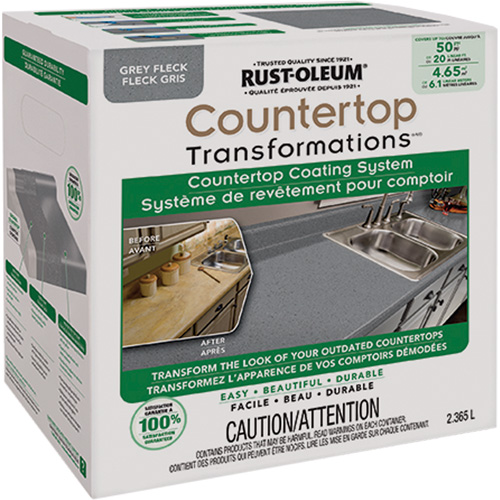 Syst&egrave;me de rev&ecirc;tement mouchet&eacute; pour comptoir Countertop Transformations, 2,37 L, Trousse, Molleton gris Distribution Jean Lapalme