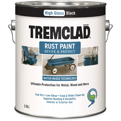 Tremclad&reg; Water-Based Rust Paint, 3.78 L, Gallon, Black Distribution Jean Lapalme