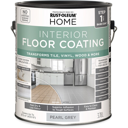 Home Interior Floor Coating System Base Coat, 3.78 L, Water-Based, Very Flat, Grey Distribution Jean Lapalme
