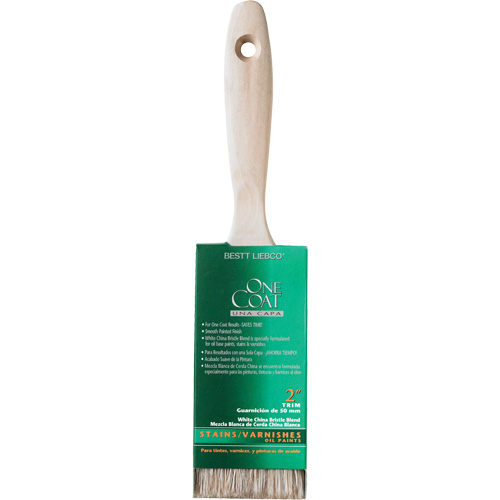 Pinceau pour murs et moulures One Coat, Soie blanche, Manche Bois, Largeur de 2" Distribution Jean Lapalme