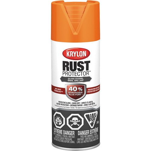 Peinture &agrave; &eacute;mail Rust Protector, Orange, Brillant, 12 oz, Canette a&eacute;rosol Distribution Jean Lapalme