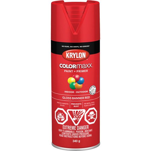 Appr&ecirc;t + peinture COLORmaxx, Rouge banni&egrave;re, Brillant, 12 oz, Canette a&eacute;rosol Distribution Jean Lapalme