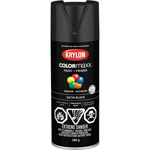 Appr&ecirc;t + peinture COLORmaxx, Noir, Semi-mat, 12 oz, Canette a&eacute;rosol Distribution Jean Lapalme