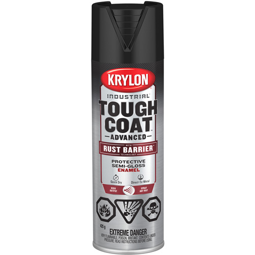 Peinture Tough Coat avec technologie Rust Barrier, Noir, Semi-brillant, 425 g, Canette a&eacute;rosol Distribution Jean Lapalme