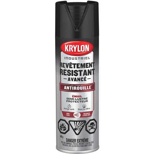Peinture Tough Coat avec technologie Rust Barrier, Noir, Semi-brillant, 425 g, Canette a&eacute;rosol Distribution Jean Lapalme