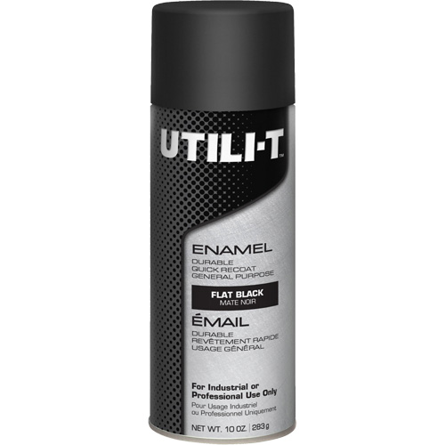 UTILI-T General Purpose Enamel Spray Paint, Black, Flat Finish, 10 oz./283 g, Aerosol Can Distribution Jean Lapalme