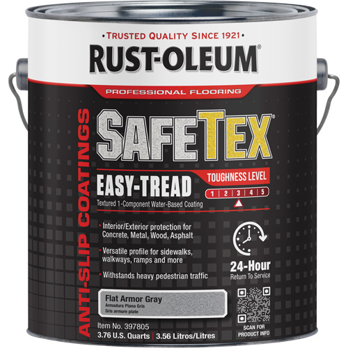 SafeTex&reg; Easy-Tread Acrylic Coating, 1 gal., Water-Based, Flat Finish/Textured, Grey Distribution Jean Lapalme