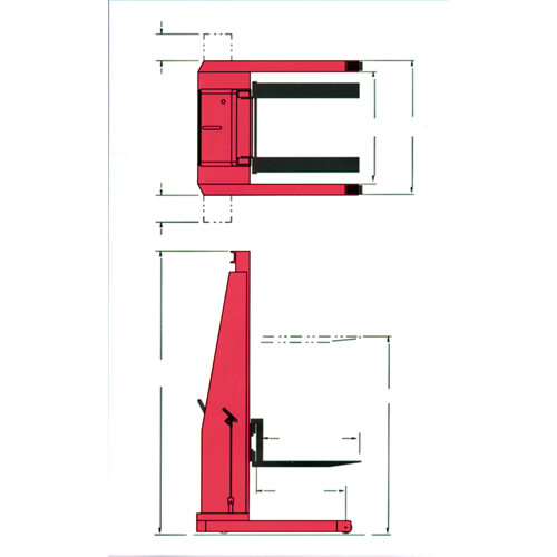 Gerbeur hydraulique, Fonctionnement &eacute;lectrique, Capacit&eacute; 1500 lb, Lev&eacute;e max 60" Distribution Jean Lapalme