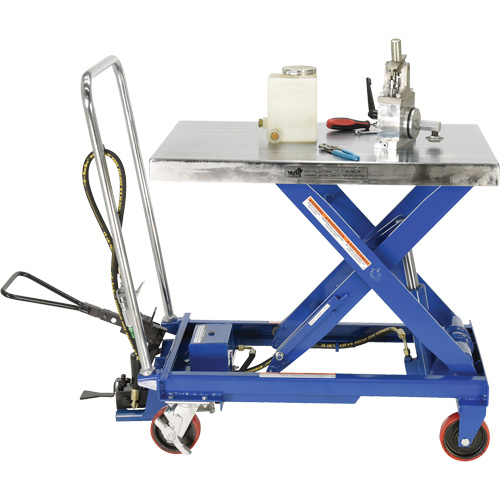 Table &eacute;l&eacute;vatrice &agrave; ciseaux hydraulique pneumatique, Acier, 32-1/2" lo x 19-3/4" la, Cap. 1000 lb Distribution Jean Lapalme