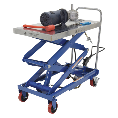 Table &eacute;l&eacute;vatrice &agrave; ciseaux hydraulique pneumatique, Acier, 35-1/2" lo x 20" la, Cap. 800 lb Distribution Jean Lapalme