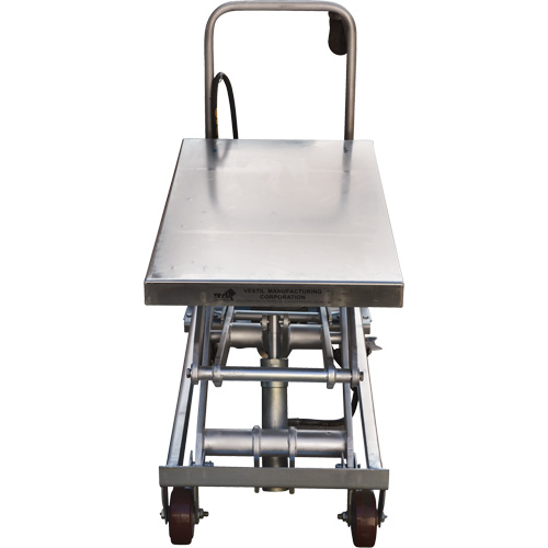 Table &eacute;l&eacute;vatrice &agrave; ciseaux hydraulique pneumatique, Acier inoxydable, 35-1/2" lo x 20" la, Cap. 800 lb Distribution Jean Lapalme