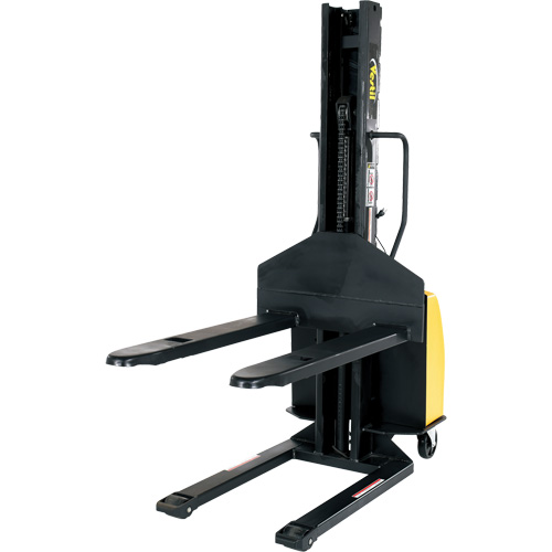 Narrow Mast Powered Lift Stacker, Electric Operated, 1500 lbs. Capacity, 63" Max Lift Distribution Jean Lapalme