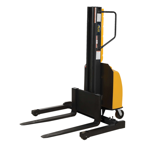 Narrow Mast Powered Lift Stacker, Electric Operated, 1500 lbs. Capacity, 98" Max Lift Distribution Jean Lapalme