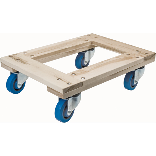 Chariots en bois franc - usage intensif, Roues en Caoutchouc, Capacit&eacute; de 1400 lb, 18" la x 30" p x 7" h Distribution Jean Lapalme