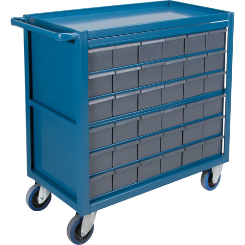 Drawer Shelf Cart, 1200 lbs. Capacity, Steel, 18" x W, 35" x H, 36" D, Rubber Wheels, All-Welded, 36 Drawers Distribution Jean Lapalme