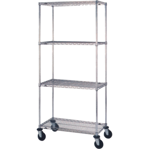 Chariots en treillis m&eacute;tallique, Chrom&eacute;, 18" x 69" x 36", Capacit&eacute; 800 lb Distribution Jean Lapalme