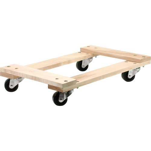 Wood Dollies - Medium-Duty, Polyolefin Wheels, 900 lbs. Capacity, 18" W x 30" D x 7" H Distribution Jean Lapalme
