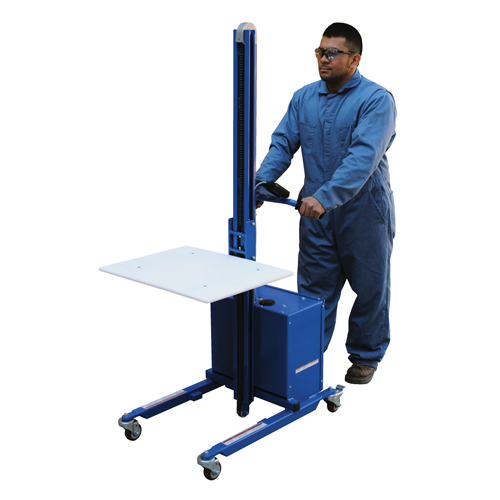 Gerbeur &agrave; plateforme &agrave; &eacute;l&eacute;vation rapide, M&eacute;canisme &eacute;lectrique, Capacit&eacute; de 175 lb, Levage max de 57" Distribution Jean Lapalme