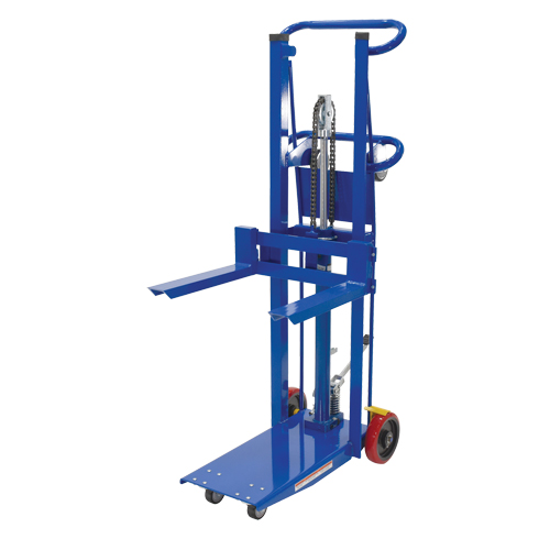 Empileur &agrave; plateforme, M&eacute;canisme Pompe au pied, Capacit&eacute; de 750 lb, Levage max de 52" Distribution Jean Lapalme