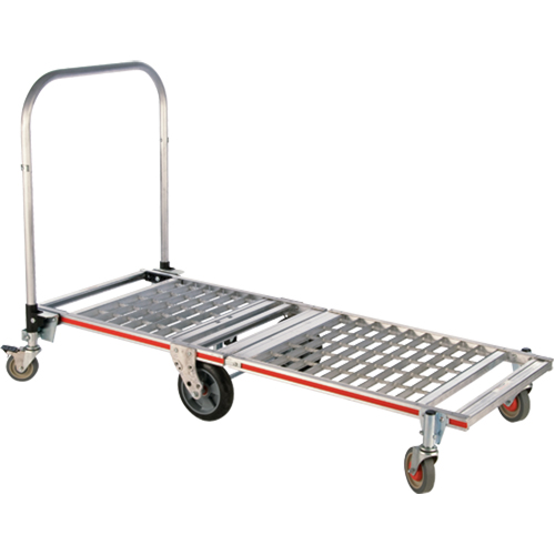 Chariot &agrave; plateforme repliable &agrave; six roues, Aluminium, 1550 lb, 61-7/8" lo x 23-1/4" la, Hauteur 39" Distribution Jean Lapalme
