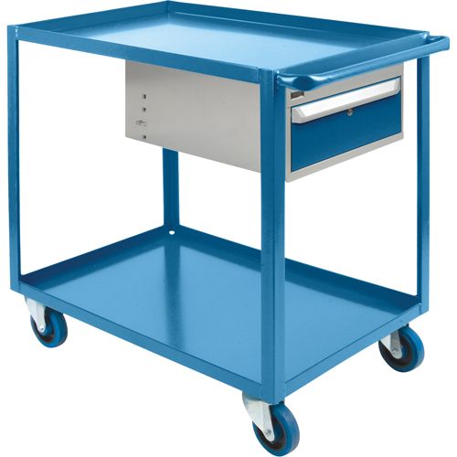 Chariots &agrave; tablettes avec tiroir, 1200 lb Capacit&eacute;, Acier, 24" x la, 36" x ha, 48" p, Roues en Caoutchouc, Enti&egrave;rement soud&eacute;, 1 tirroirs Distribution Jean Lapalme