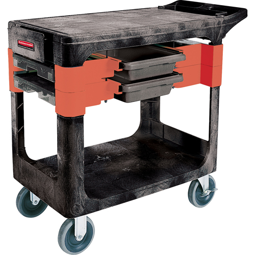 Chariots &agrave; outils d'entretien, 2 tiroirs, 38" lo x 19-1/4" la x 33-3/8" h, Noir Distribution Jean Lapalme