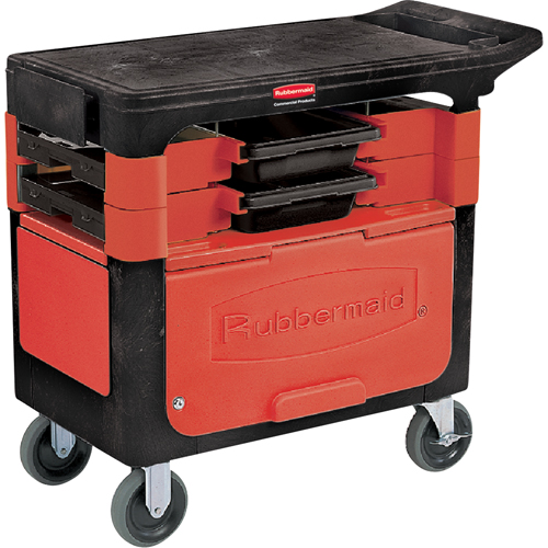 Chariots de travail Trades a/compartiment, 2 tiroirs, 38" lo x 19-1/4" la x 33-3/8" h, Noir Distribution Jean Lapalme