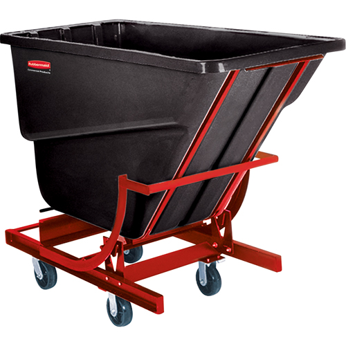 Self-Dumping Hopper, Plastic/Polyethylene, 1 cu.yd., Black Distribution Jean Lapalme
