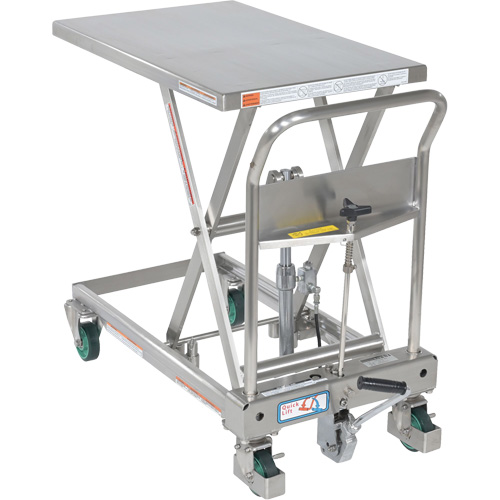 Table &eacute;l&eacute;vatrice hydraulique &agrave; ciseaux, 31-1/2" lo x 19-1/2" la, Acier inoxydable, Capacit&eacute; 550 lb Distribution Jean Lapalme