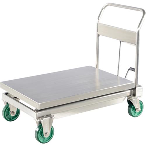 Table &eacute;l&eacute;vatrice hydraulique &agrave; ciseaux, 35-1/2" lo x 19-3/4" la, Acier inoxydable, Capacit&eacute; 1100 lb Distribution Jean Lapalme