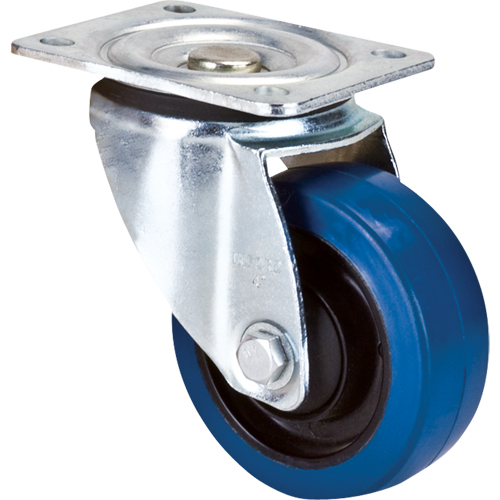Roulette bleue, Pivotant, 4" (101,6 mm), Caoutchouc, 350 lb (158,8 kg) Distribution Jean Lapalme