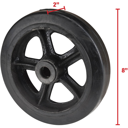 Roue en caoutchouc moul&eacute;, 8" (203 mm) dia. x 2" (51 mm) la, Capacit&eacute; de 400 lb (181 kg) Distribution Jean Lapalme