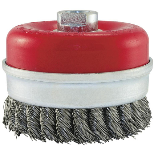 Knot Banded Cup Brush, 5" Dia. x 5/8"-11 Arbor Distribution Jean Lapalme