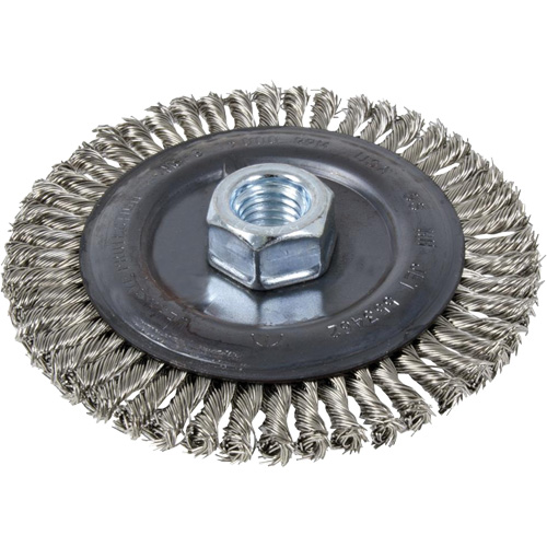 Brosse pour cordon de soudure, Dia. 4", Fils 0,022", Arbre 5/8"-11, Acier inoxydable Distribution Jean Lapalme