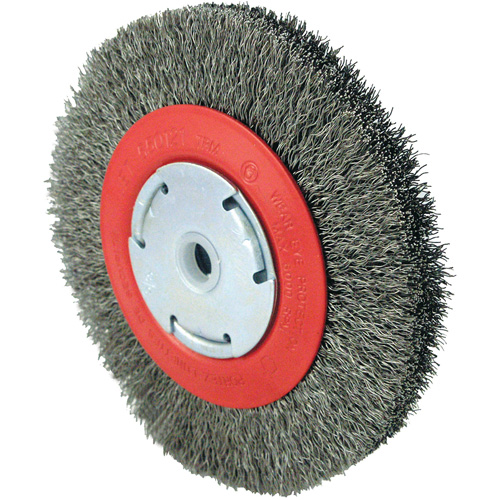 101F-2M Crimped Wire Brush, 6" Dia., 0.014" Fill, 1/2" - 2" Arbor Distribution Jean Lapalme