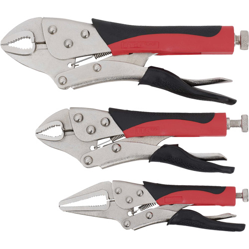 Cushion Grip Locking Plier Set, 6"/10"/7" Length, Curved Jaw/Long Nose Distribution Jean Lapalme