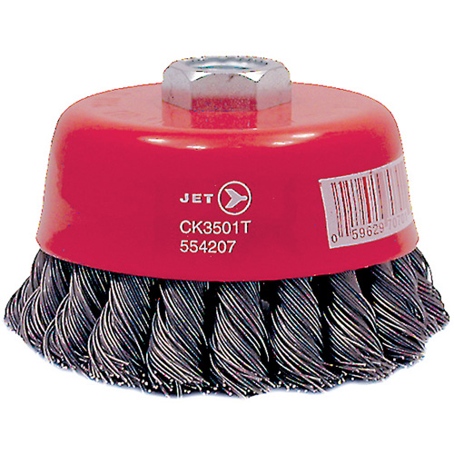 Brosse boisseau &agrave; fils nou&eacute;s torsad&eacute;s haute performance CK3501T, Dia. 3-1/2", Fils 0,02", Arbre 5/8"-11, Acier Distribution Jean Lapalme