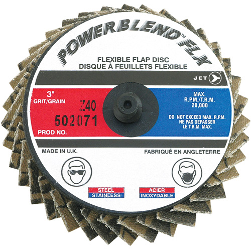 Powerblend FLX Roll-on Flap Disc, 3" x Type R, Z40 Grit, Zirconia Alumina Distribution Jean Lapalme