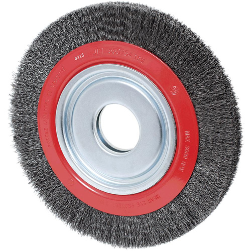 Crimped Wire Wheel, 8" Dia., 0.014" Fill, 1/2"/2"/5/8" Arbor Distribution Jean Lapalme